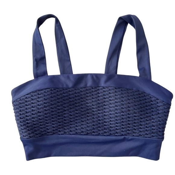 REVOLVE Lanston Woven Sports Bra Size XS Navy Blue Square Neck Athletic Gym - Picture 1 of 7